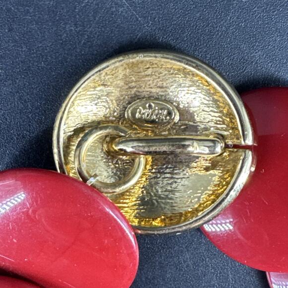 Vintage Trifari Lucite Disc Necklace Dark Red 18.5” - Picture 7 of 13